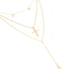 344-gold-plated-cubic-zirconia-droplet-cross-layered-y-necklace-1.webp Gold Plated Cubic Zirconia Droplet & Cross Layered Y-Necklace
