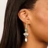 Gold Plated Cubic Zirconia Evil Eye Freshwater Pearl Drop Earrings