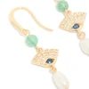 Gold Plated Cubic Zirconia Evil Eye Freshwater Pearl Drop Earrings