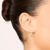Gold Plated Cubic Zirconia Evil Eye Huggie Drop Earrings