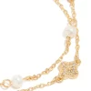 349-gold-plated-cubic-zirconia-flower-freshwater-pearl-layered-bracelet-4.webp Gold Plated Cubic Zirconia Flower & Freshwater Pearl Layered Bracelet