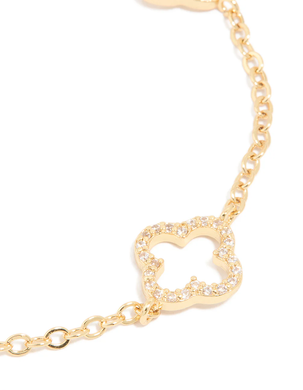 352-gold-plated-cubic-zirconia-flower-outline-bracelet-2.webp Gold Plated Cubic Zirconia Flower Outline Bracelet
