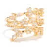Gold Plated Cubic Zirconia Flower Triple Layer Ring