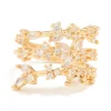 Gold Plated Cubic Zirconia Flower Triple Layer Ring