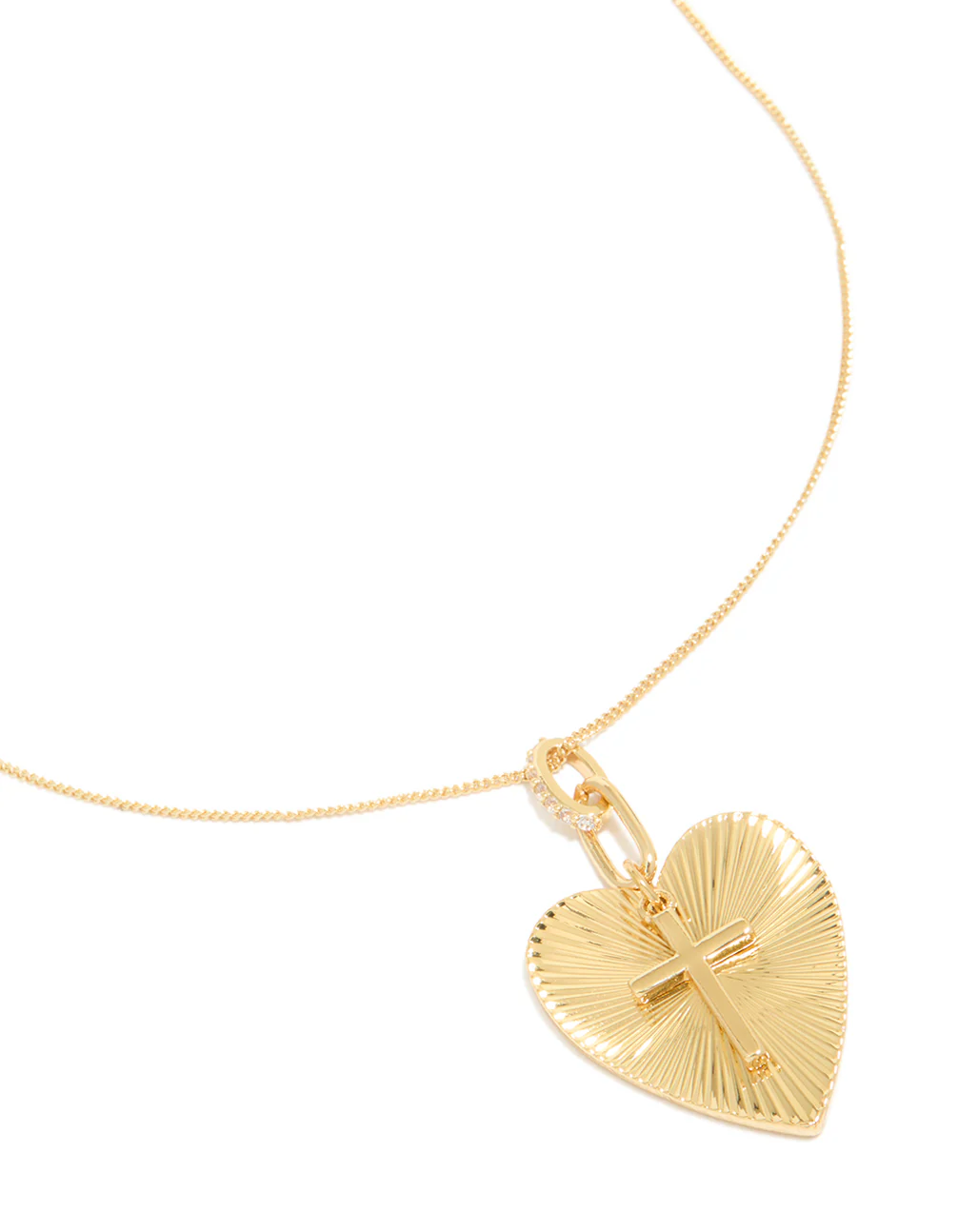 356-gold-plated-cubic-zirconia-heart-cross-necklace-2.webp Gold Plated Cubic Zirconia Heart Cross Necklace