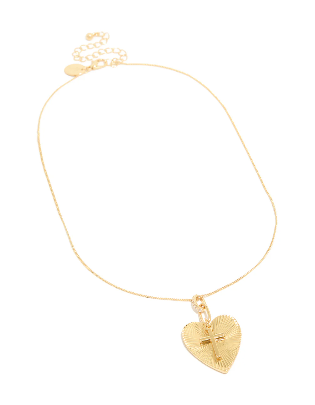 356-gold-plated-cubic-zirconia-heart-cross-necklace-4.webp Gold Plated Cubic Zirconia Heart Cross Necklace