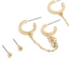 357-gold-plated-cubic-zirconia-huggie-chain-earrings-5-pack-2.webp Gold Plated Cubic Zirconia Huggie & Chain Earrings 5-Pack