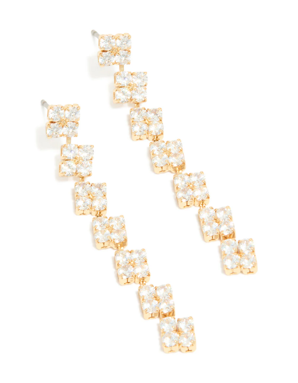 364-gold-plated-cubic-zirconia-multi-flower-drop-earrings-2.webp Gold Plated Cubic Zirconia Multi Flower Drop Earrings