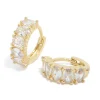 Gold Plated Cubic Zirconia Oval Huggie Earrings