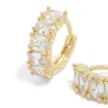 Gold Plated Cubic Zirconia Oval Huggie Earrings