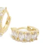 Gold Plated Cubic Zirconia Oval Huggie Earrings