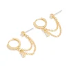 Gold Plated Cubic Zirconia Pear Layered Chain Huggie Earrings