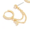 Gold Plated Cubic Zirconia Pear Layered Chain Huggie Earrings