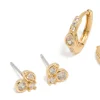 Gold Plated Cubic Zirconia Trio Stud & Huggie Earrings 2-Pack
