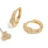 Gold Plated Cubic Zirconia Trio Stud & Huggie Earrings 2-Pack