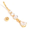 Gold Plated Cubic Zirconia Triple Drop Belly Bar