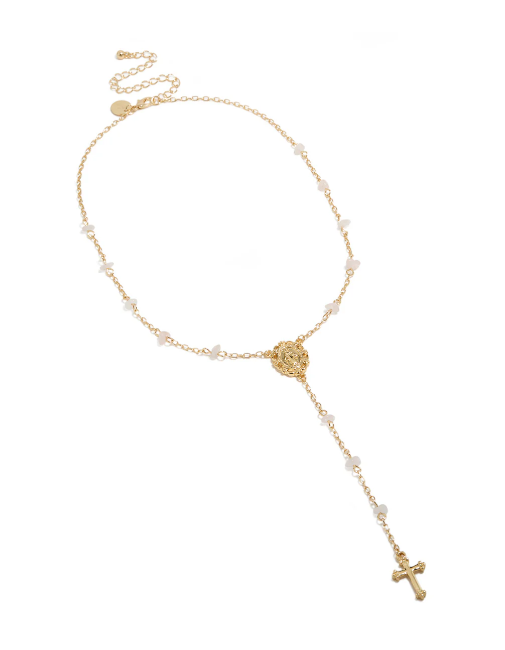 377-gold-plated-dainty-semi-precious-stone-chip-rosary-necklace-2.webp Gold Plated Dainty Semi Precious Stone Chip Rosary Necklace