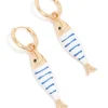 38-gold-white-blue-striped-fish-huggie-earrings-2.webp Gold White & Blue Striped Fish Huggie Earrings
