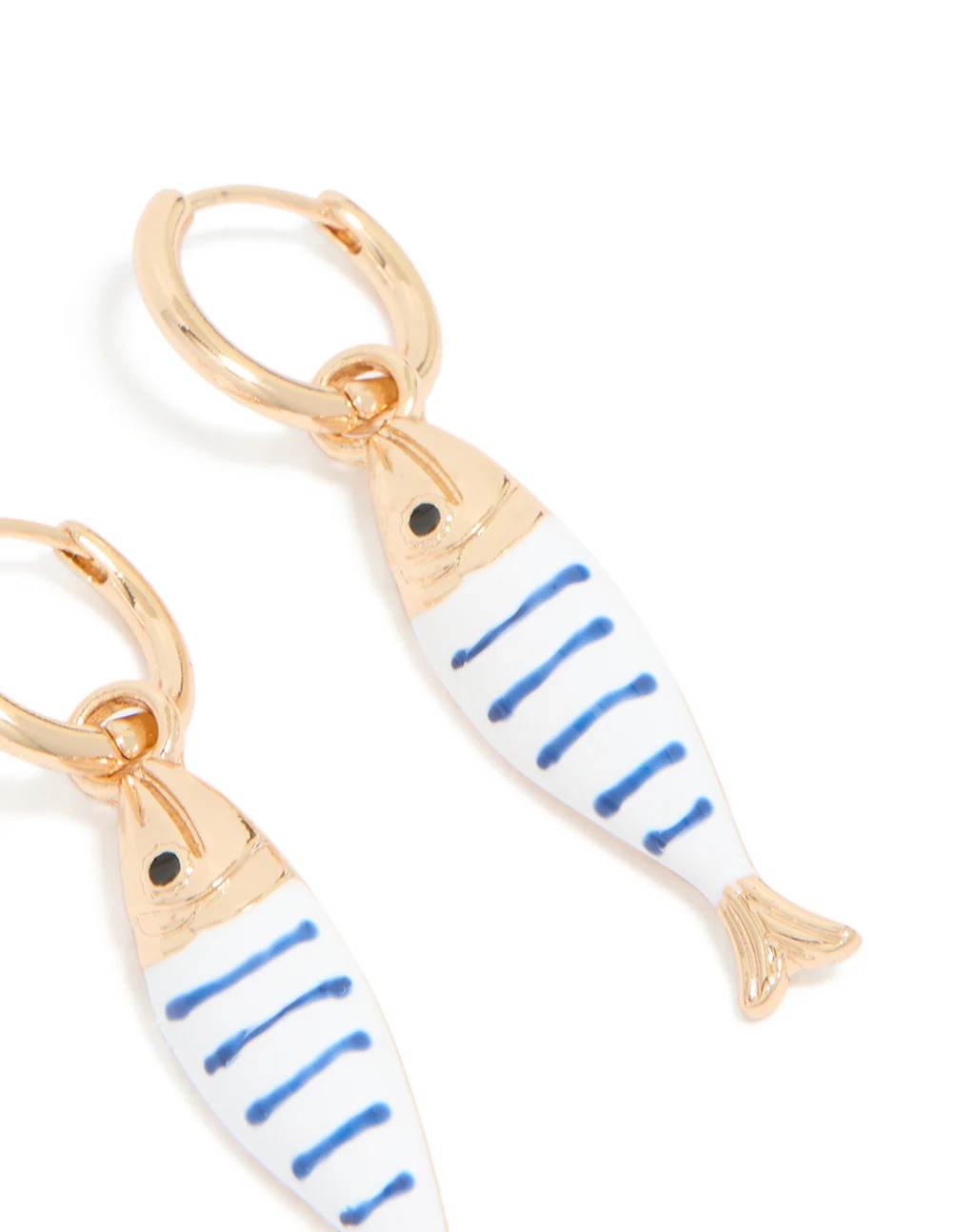 38-gold-white-blue-striped-fish-huggie-earrings-5.webp Gold White & Blue Striped Fish Huggie Earrings