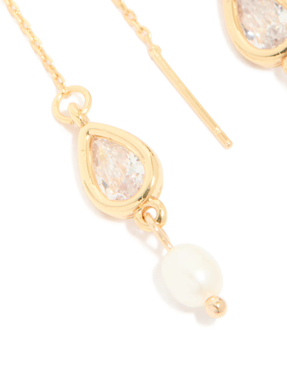 382-gold-plated-freshwater-pearl-cubic-zirconia-threader-drop-earrings-4.webp Gold Plated Freshwater Pearl & Cubic Zirconia Threader Drop Earrings
