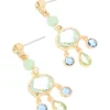 Gold Plated Green & Blue Cubic Zirconia Drop Earrings