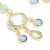 Gold Plated Green & Blue Cubic Zirconia Drop Earrings