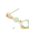 Gold Plated Green & Blue Cubic Zirconia Drop Earrings