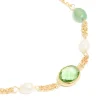 Gold Plated Green Cubic Zirconia Freshwater Pearl Toggle Bracelet