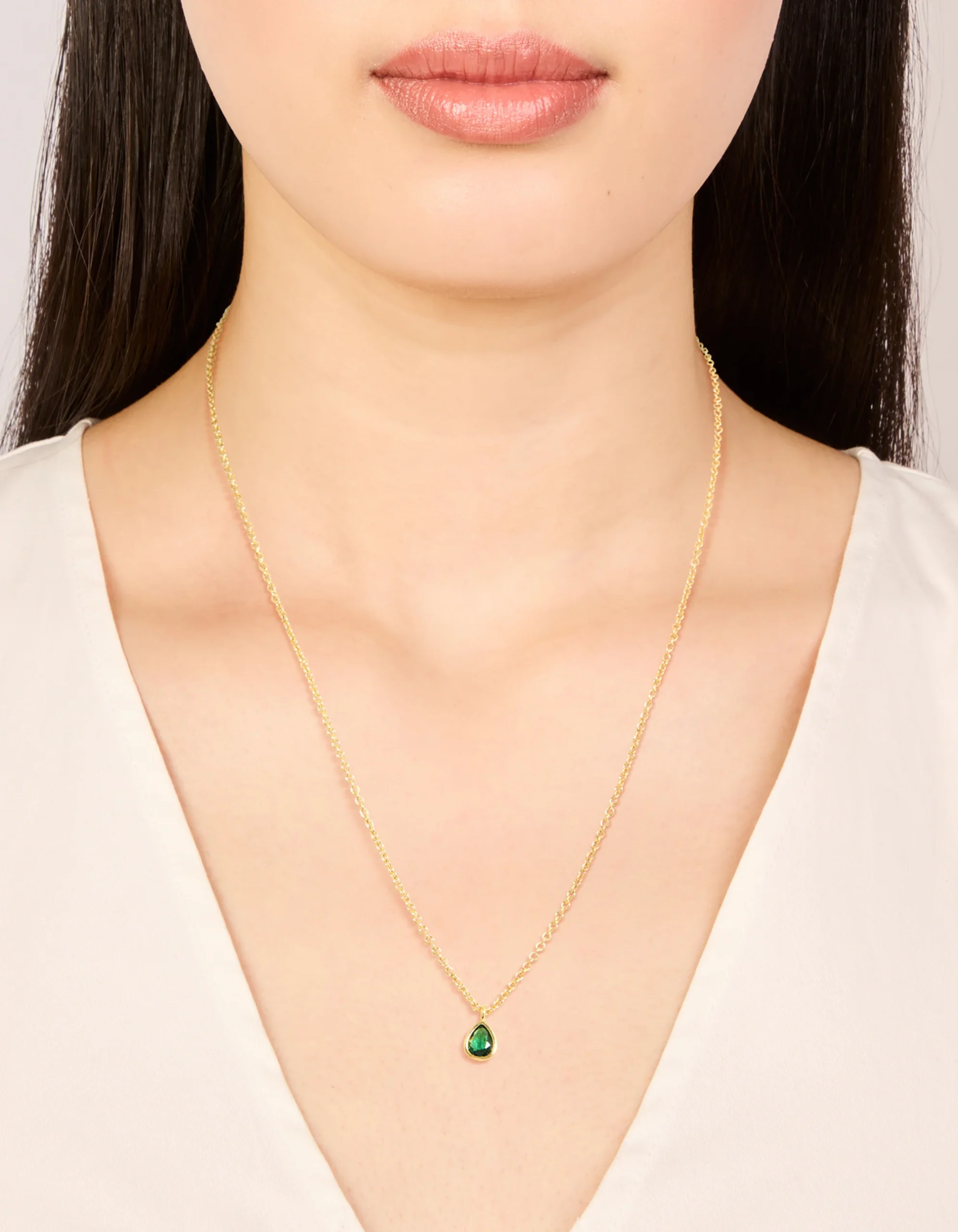 Gold Plated May Emerald Birthstone Necklace