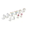 Kids Silver Rainbow Unicorn Cat Clip On Earrings 5-Pack