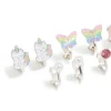 Kids Silver Rainbow Unicorn Cat Clip On Earrings 5-Pack