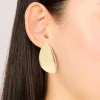 Gold Plated Organic Teardrop Statement Earrings