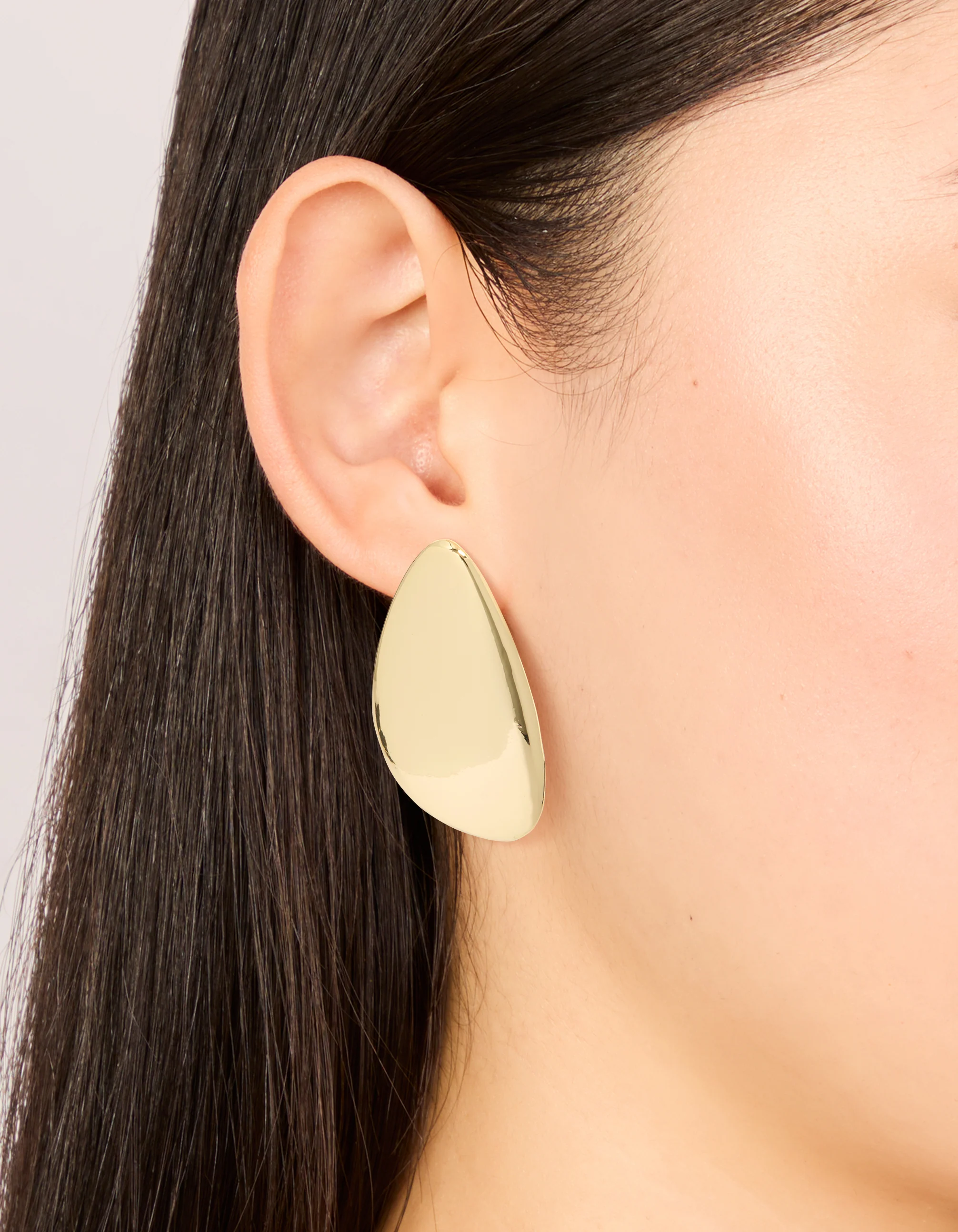 Gold Plated Organic Teardrop Statement Earrings