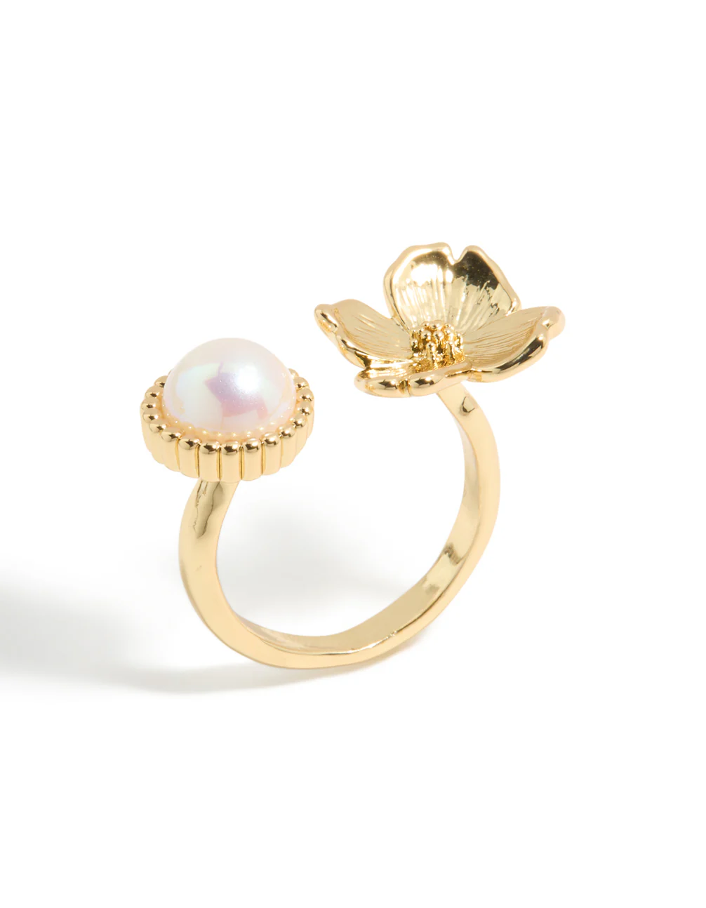 408-gold-plated-pearl-flower-ring-4.webp Gold Plated Pearl & Flower Ring