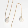 Gold Plated Pearl Thread Through Earrings