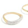 Gold Plated Simple & Wavy Cubic Zirconia Stacking Rings 2-Pack