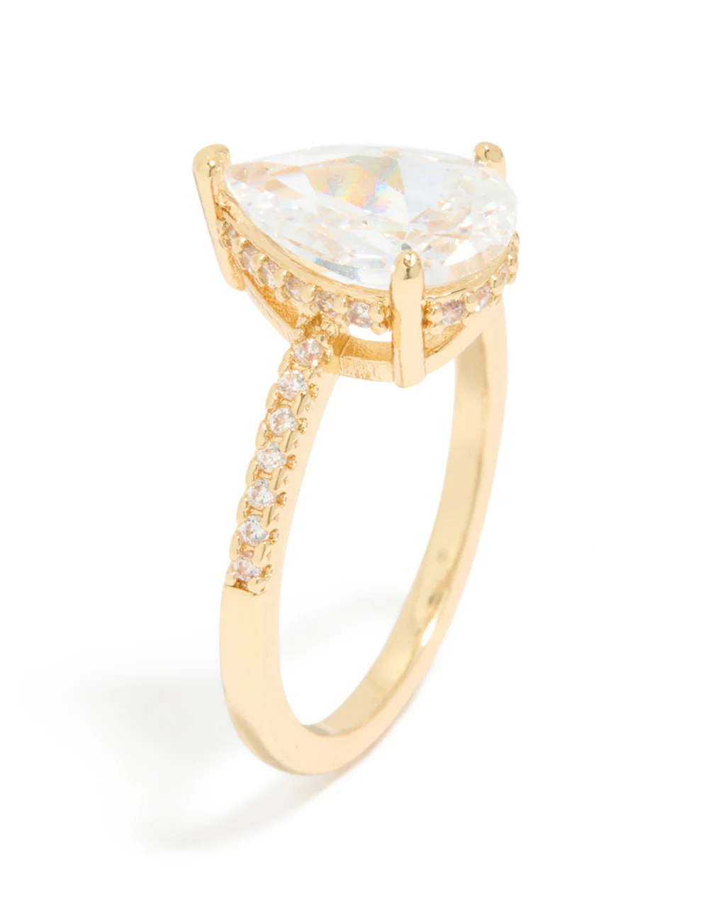 422-gold-plated-solitaire-pear-cubic-zirconia-textured-ring-4.webp Gold Plated Solitaire Pear Cubic Zirconia Textured Ring