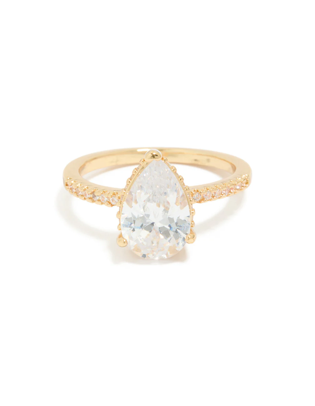 422-gold-plated-solitaire-pear-cubic-zirconia-textured-ring-5.webp Gold Plated Solitaire Pear Cubic Zirconia Textured Ring
