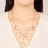 Gold Plated Statement Circle Charm Chain Necklace