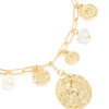 Gold Plated Statement Circle Charm Chain Necklace