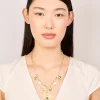 Gold Plated Statement Circle Charm Chain Necklace