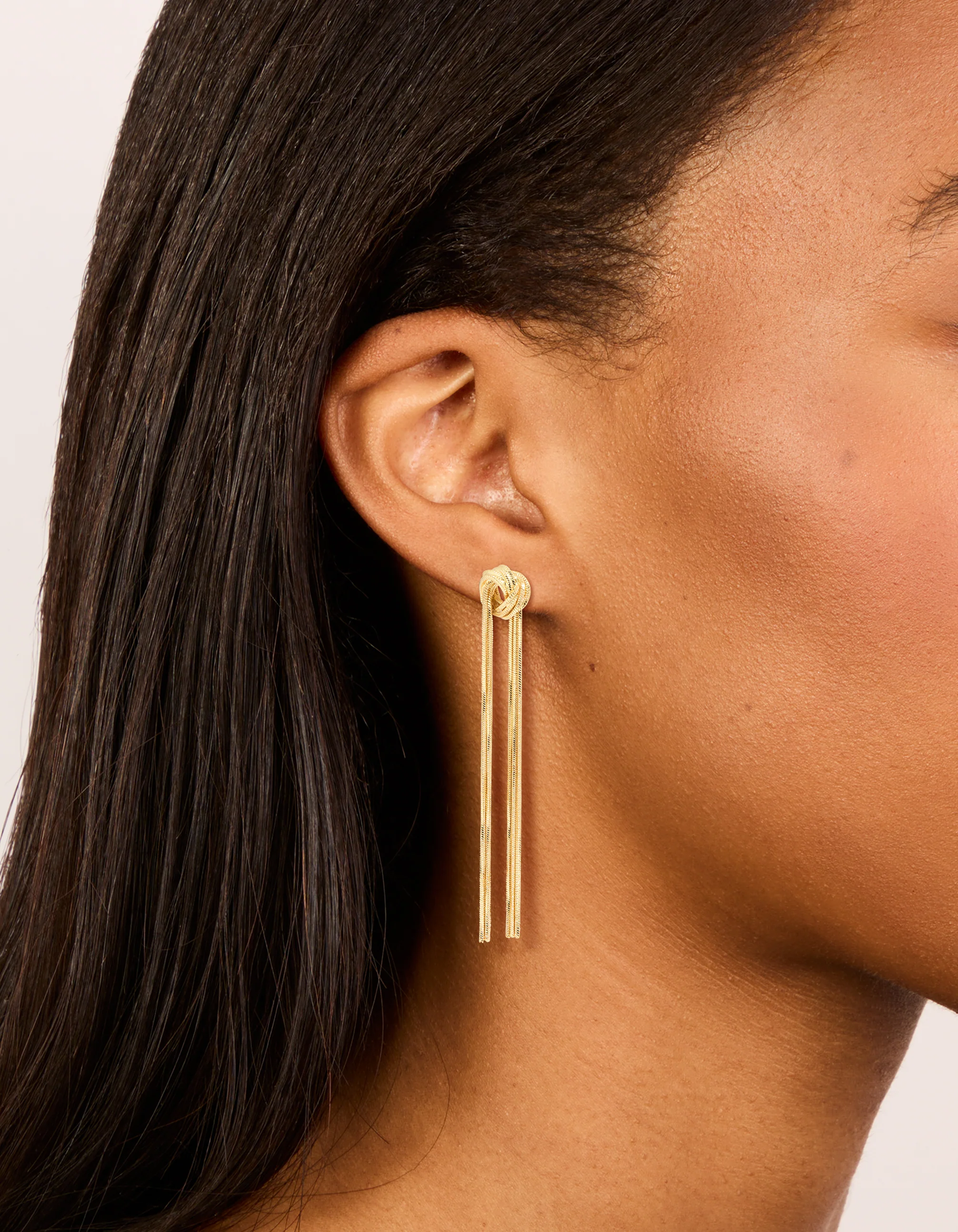 Gold Plated Statement Fringe Knot Earrings