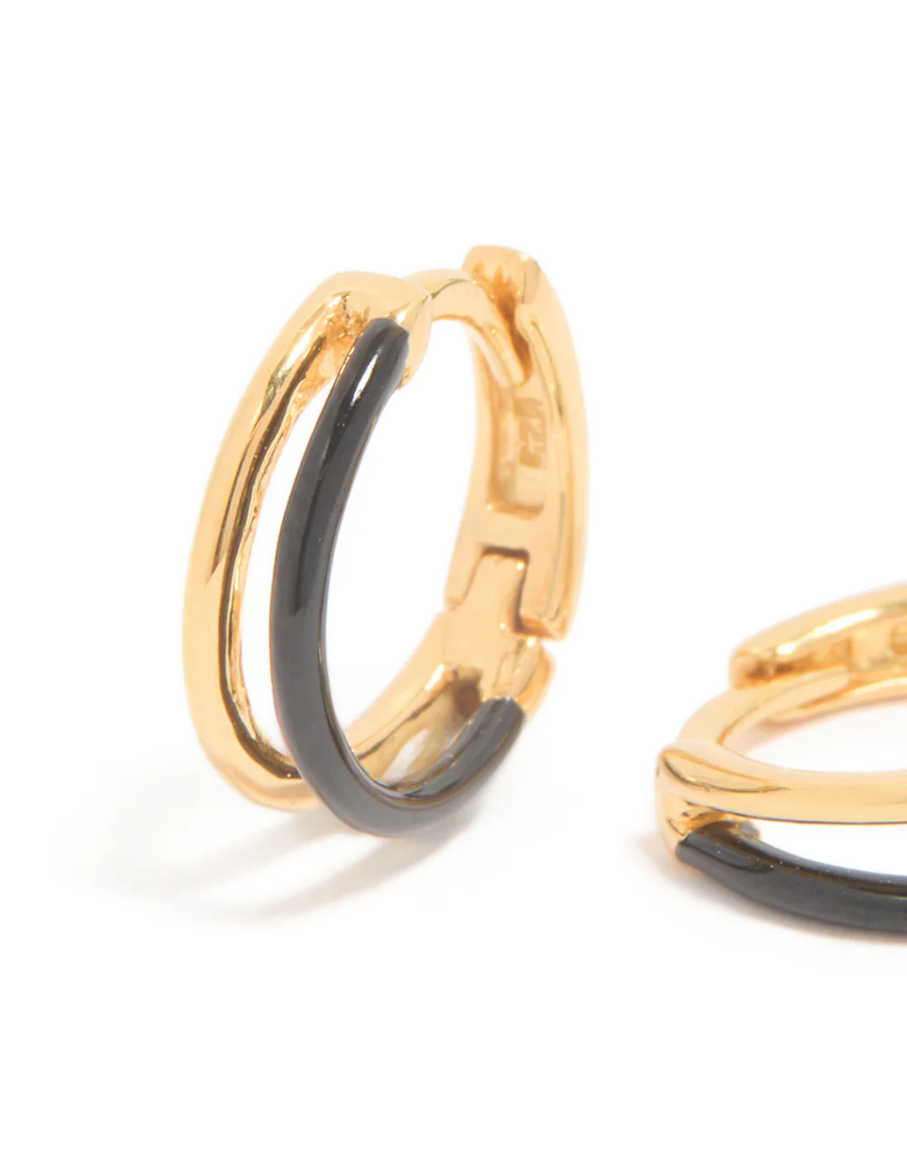 428-gold-plated-sterling-silver-black-enamel-double-hoop-earrings-4.webp Gold Plated Sterling Silver & Black Enamel Double Hoop Earrings