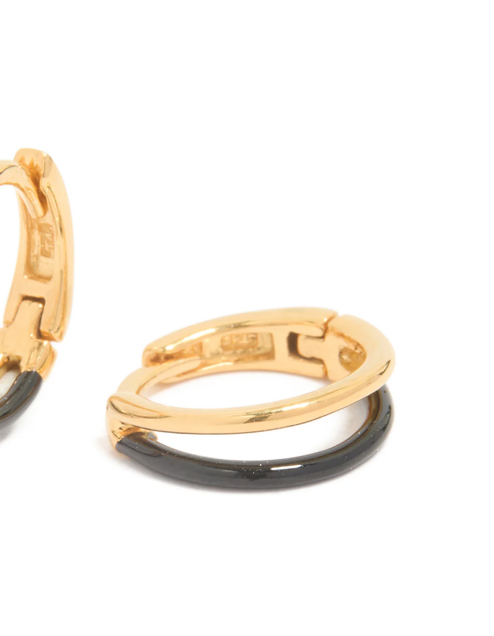 428-gold-plated-sterling-silver-black-enamel-double-hoop-earrings-5.webp Gold Plated Sterling Silver & Black Enamel Double Hoop Earrings