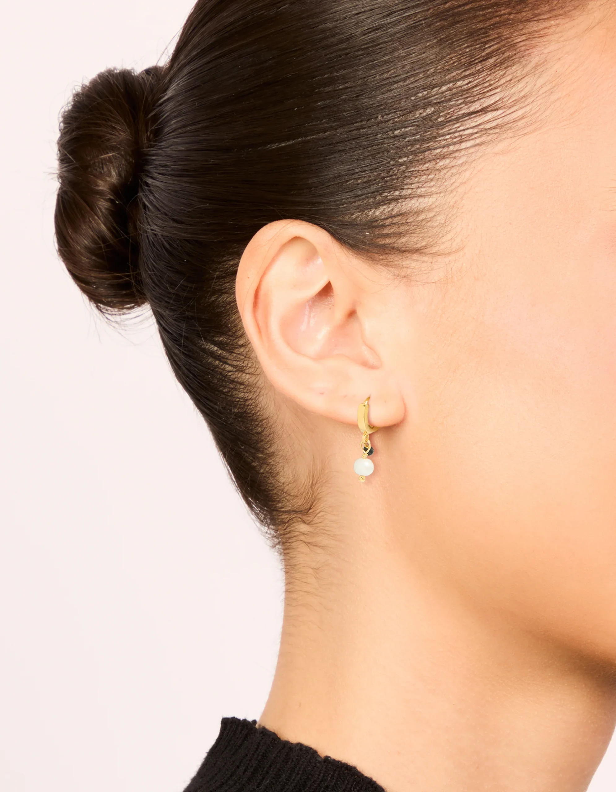 429-gold-plated-sterling-silver-pearl-drop-huggie-earrings-1.webp Gold Plated Sterling Silver & Pearl Drop Huggie Earrings