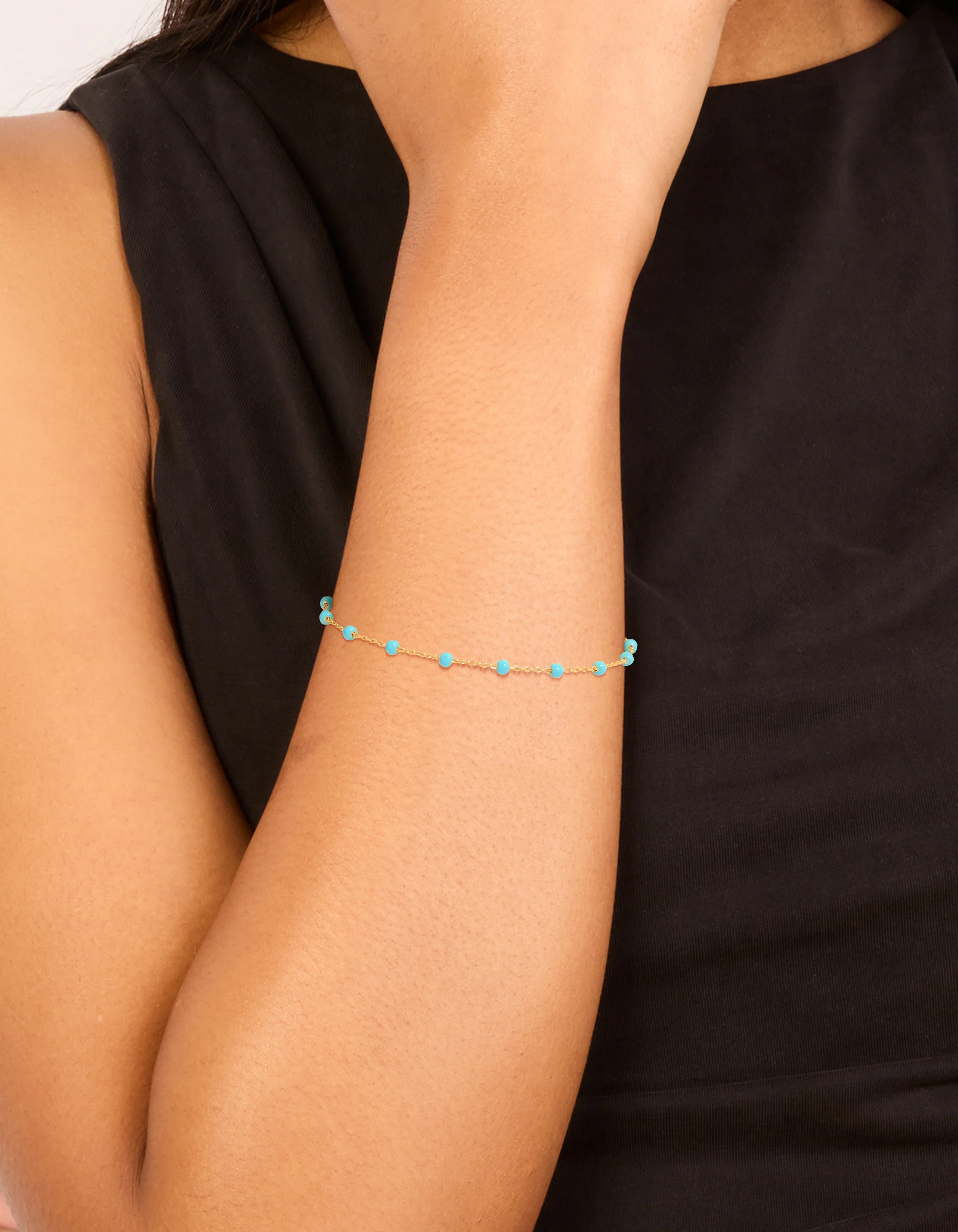 430-gold-plated-sterling-silver-blue-enamel-station-beaded-bracelet-1.webp Gold Plated Sterling Silver Blue Enamel Station Beaded Bracelet
