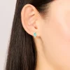Gold Plated Sterling Silver Blue Cubic Zirconia Marquise Earrings