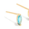 Gold Plated Sterling Silver Blue Cubic Zirconia Marquise Earrings
