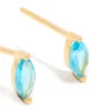 Gold Plated Sterling Silver Blue Cubic Zirconia Marquise Earrings
