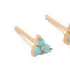 Gold Plated Sterling Silver Blue Flower Stud Earrings